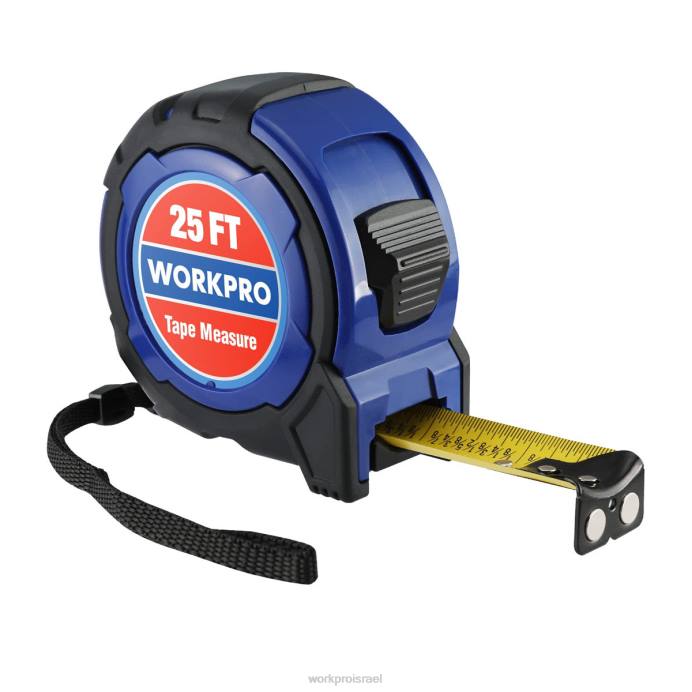 מוֹעִיל WORKPRO סרט מדידה של 25 רגל, 1/8 שברים ודיוק של 1/32 סרט מדידה קל לקריאה, סרט מדידה של ציפוי ניילון נשלף כְּלִי L40Z105