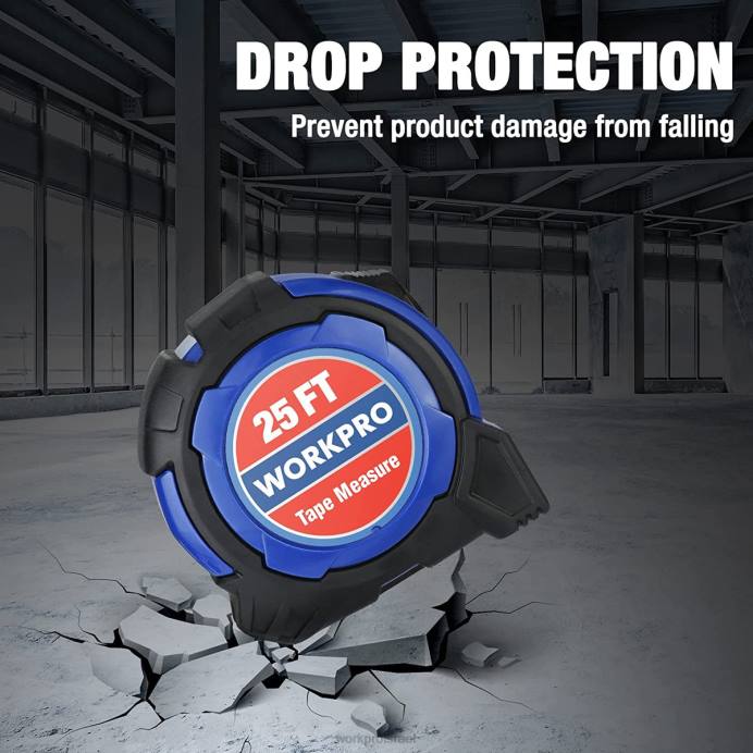 מוֹעִיל WORKPRO סרט מדידה של 25 רגל, 1/8 שברים ודיוק של 1/32 סרט מדידה קל לקריאה, סרט מדידה של ציפוי ניילון נשלף כְּלִי L40Z105