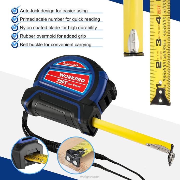מוֹעִיל WORKPRO סרט מדידה לנעילה אוטומטית 25 רגל כְּלִי L40Z111