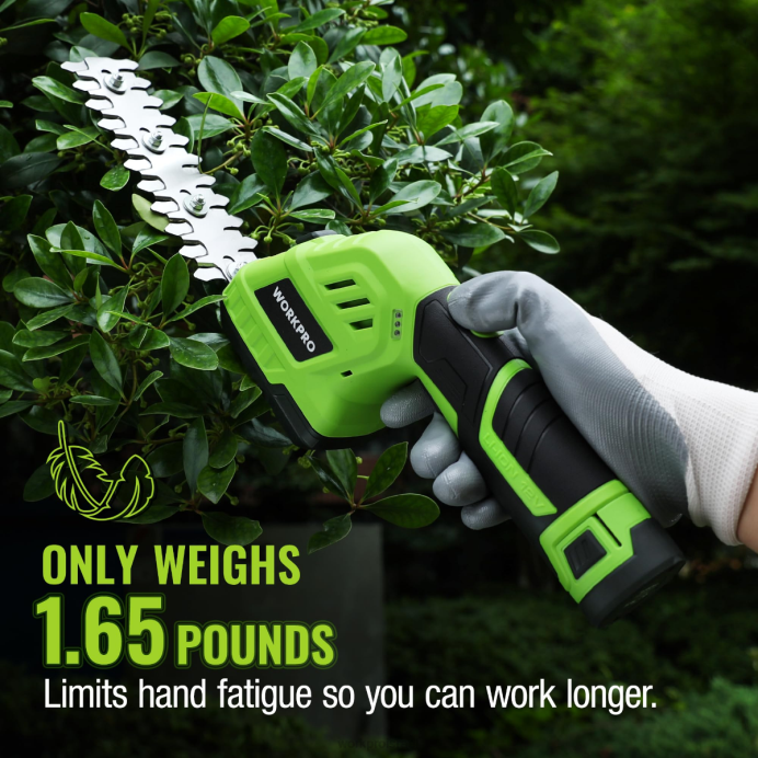 מורדן WORKPRO 2 ב-1 12v חשמלי גזם גידור דשא וגוזם שיחים כף יד, עם סוללת ליתיום-יון נטענת בקיבולת 2.0ah ומטען מהיר לשעה כְּלִי L40Z301