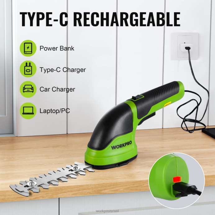 ורוד/ירוק/לבן WORKPRO 2 ב-1 כף יד 3.6 וולט חשמלי גוזם שיחים גוזם גדרות/חותך דשא כְּלִי L40Z268
