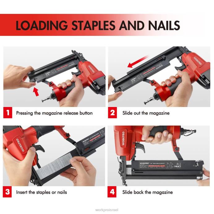 מורדן WORKPRO מסמר בראד פנאומטי 2 ב-1 עם מסמרים של 400 יחידות / 300 יחידות סיכות כְּלִי L40Z181