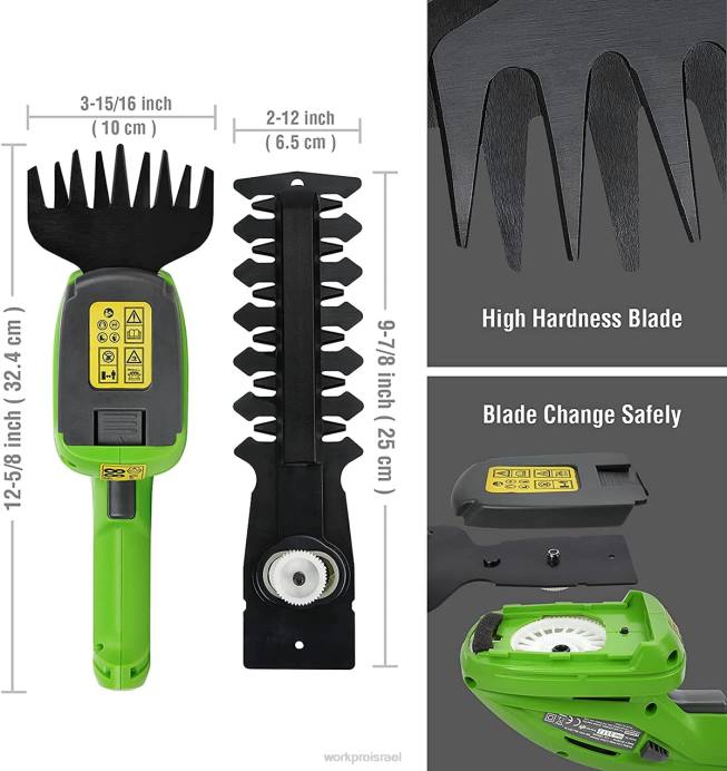 מורדן WORKPRO גוזם גידור כף יד 2 ב-1 גוזם דשא חשמלי 7.2V מזמרה/חותך דשא כְּלִי L40Z294