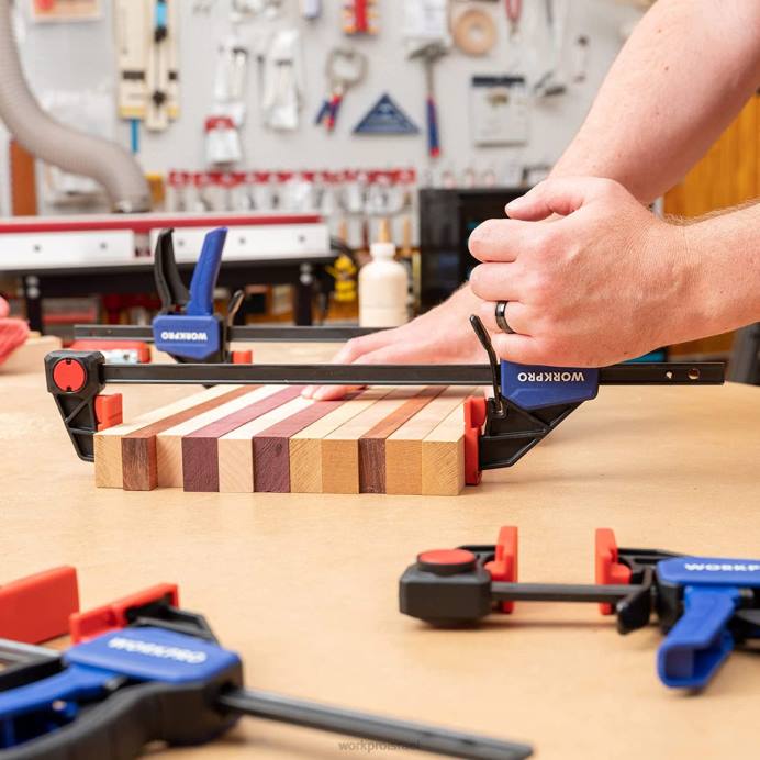 מורדן WORKPRO 2 יחידות מהדקי בר לעיבוד עץ, חובה בינונית 300 פאונד מהדק/מפזר ביד אחת כְּלִי L40Z118