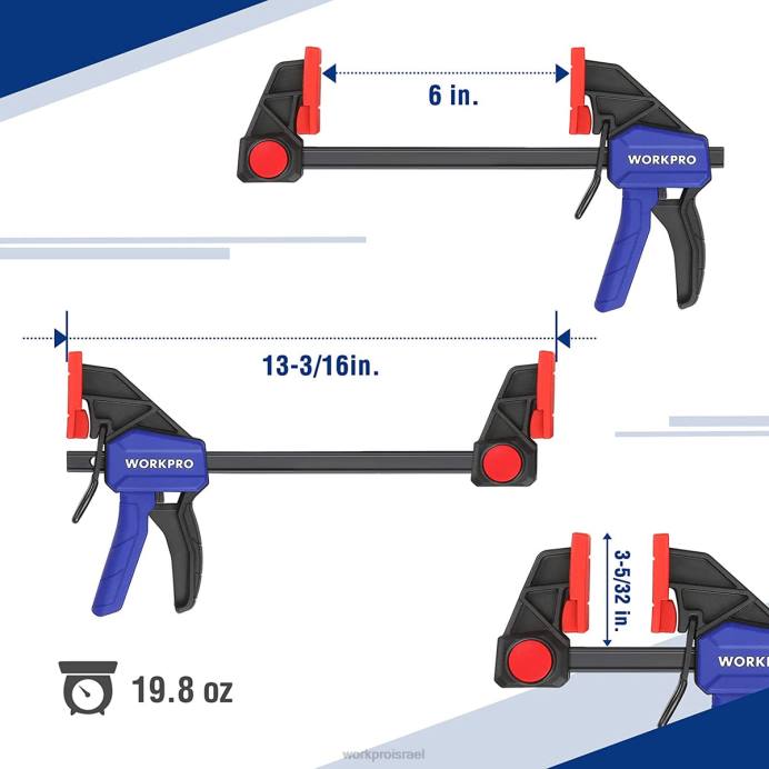 מוֹעִיל WORKPRO 2 יחידות מהדקי בר לעיבוד עץ, חובה בינונית 300 פאונד מהדק/מפזר ביד אחת כְּלִי L40Z123
