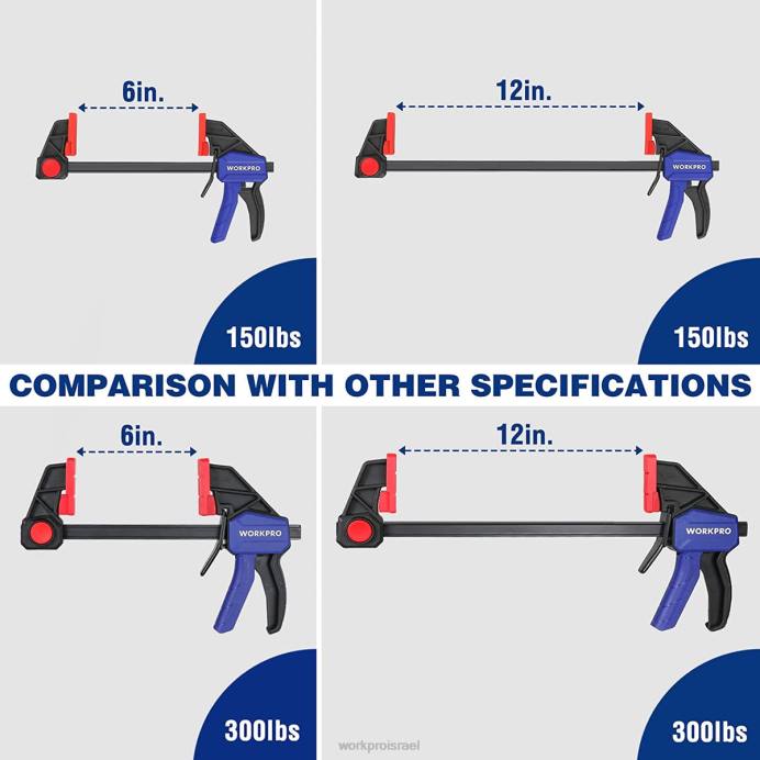 מוֹעִיל WORKPRO 2 יחידות מהדקי בר לעיבוד עץ, חובה בינונית 300 פאונד מהדק/מפזר ביד אחת כְּלִי L40Z123