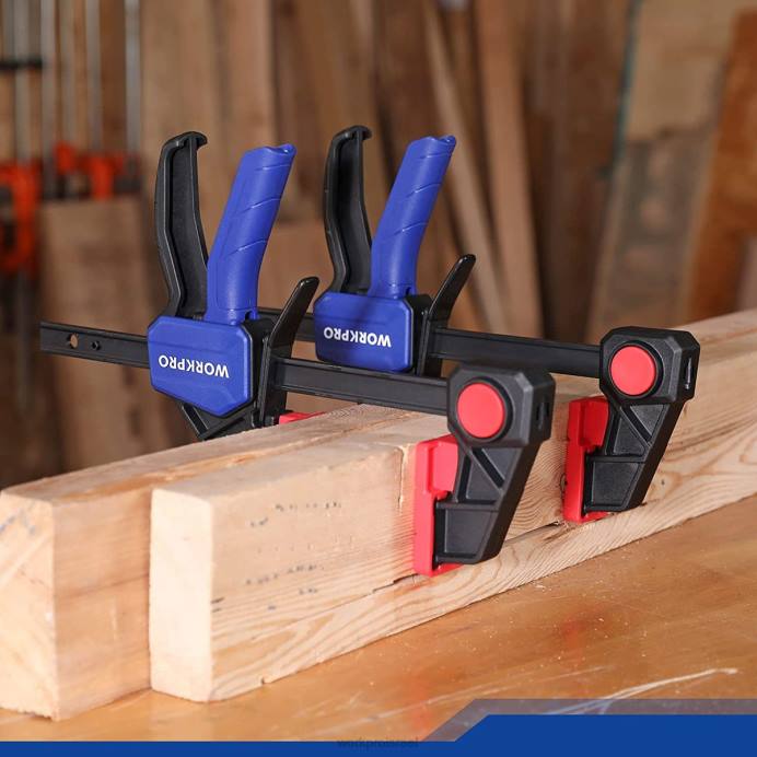 מוֹעִיל WORKPRO 2 יחידות מהדקי בר לעיבוד עץ, חובה בינונית 300 פאונד מהדק/מפזר ביד אחת כְּלִי L40Z123