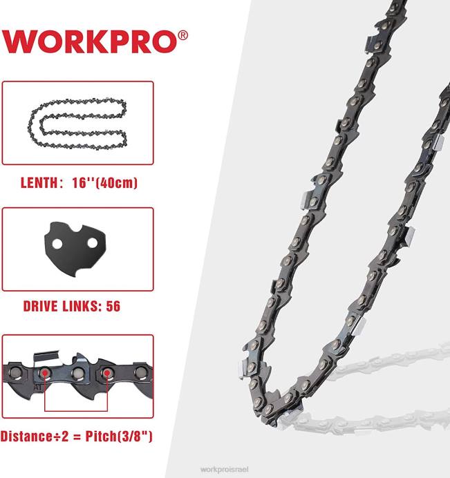 מוֹעִיל WORKPRO שרשרת מסור חשמלי 2-חבילה, 3/8 אינץ', 56 חוליות הנעה שרשרת מסור לחיתוך עץ עבור חלקי מסור חשמלי כְּלִי L40Z204