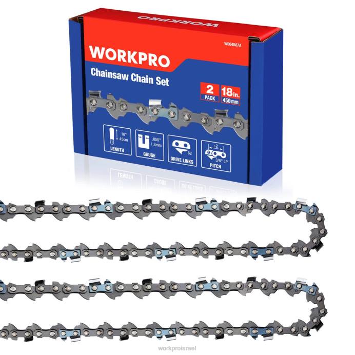 חָדָשׁ WORKPRO שרשרת מסור חשמלי 2-חבילה, 3/8 אינץ', 62 חוליות הנעה שרשרת מסור לחיתוך עץ עבור חלקי מסור חשמלי כְּלִי L40Z203