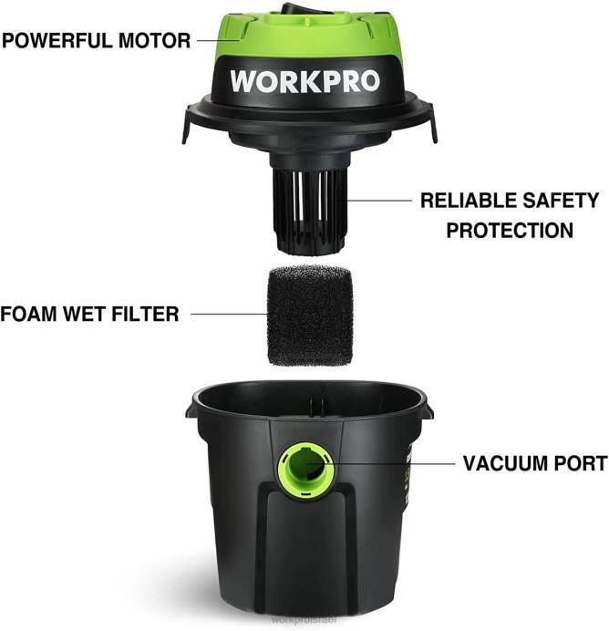 מוֹעִיל WORKPRO שואב אבק רטוב/יבש 2.5 ליטר 3 כוח סוס שיא, שואב אבק נייד לבית כְּלִי L40Z216