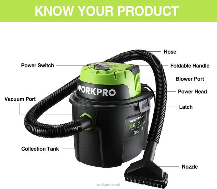 מוֹעִיל WORKPRO שואב אבק רטוב/יבש 2.5 ליטר 3 כוח סוס שיא, שואב אבק נייד לבית כְּלִי L40Z216