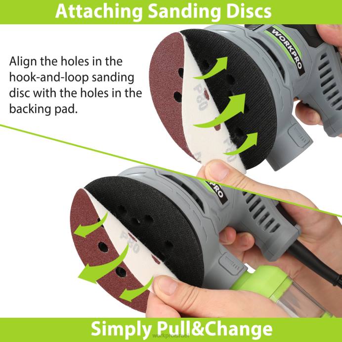 מוֹעִיל WORKPRO מלטשת מסלול אקראית 2.5 אמפר חשמלית 5 אינץ', 6 מהירויות משתנות 7000 עד 14000 סל