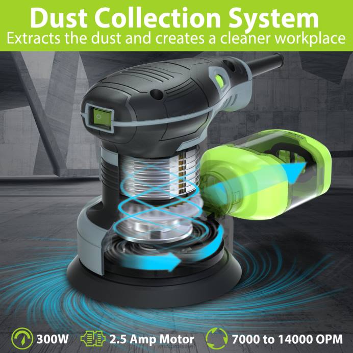 מוֹעִיל WORKPRO מלטשת מסלול אקראית 2.5 אמפר חשמלית 5 אינץ', 6 מהירויות משתנות 7000 עד 14000 סל