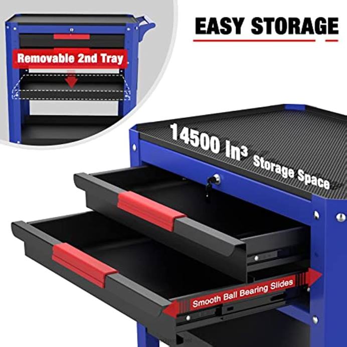 מוֹעִיל WORKPRO עגלת כלים מתגלגלת פרימיום עם 2 מגירות, ארגונית לאחסון עגלת שירות תעשייתית עם גלגלים ומערכת נעילה אִחסוּן L40Z16