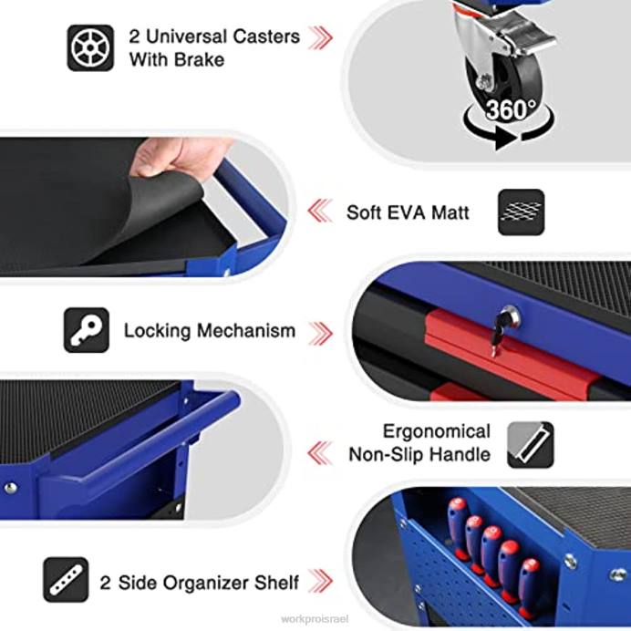 מוֹעִיל WORKPRO עגלת כלים מתגלגלת פרימיום עם 2 מגירות, ארגונית לאחסון עגלת שירות תעשייתית עם גלגלים ומערכת נעילה אִחסוּן L40Z16