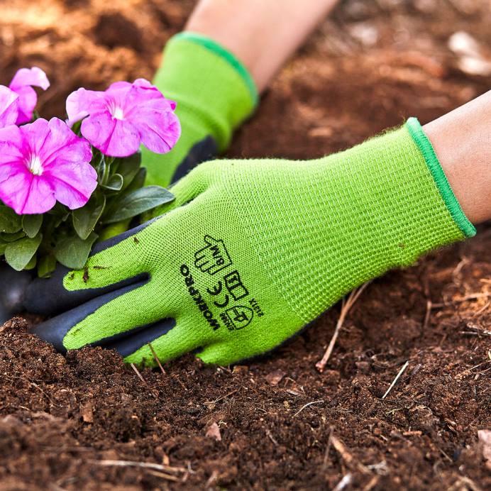 חָדָשׁ WORKPRO 2 זוגות כפפות עבודה לגינה בציפוי דקל לטקס אקולוגי ומסך מגע לניכוש עשבים, חפירה, גריפה וגיזום כְּלִי L40Z273