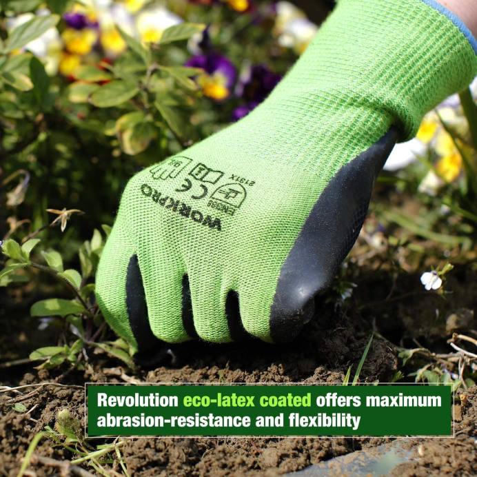 חָדָשׁ WORKPRO 2 זוגות כפפות עבודה לגינה בציפוי דקל לטקס אקולוגי ומסך מגע לניכוש עשבים, חפירה, גריפה וגיזום כְּלִי L40Z273