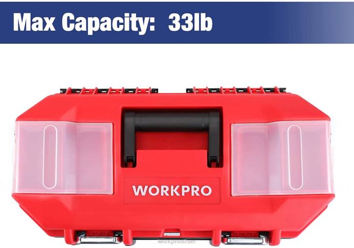 מוֹעִיל WORKPRO ארגז כלים נייד עם מגש נשלף ארגז כלים כבד עם 2 תפסי מתכת אִחסוּן L40Z33