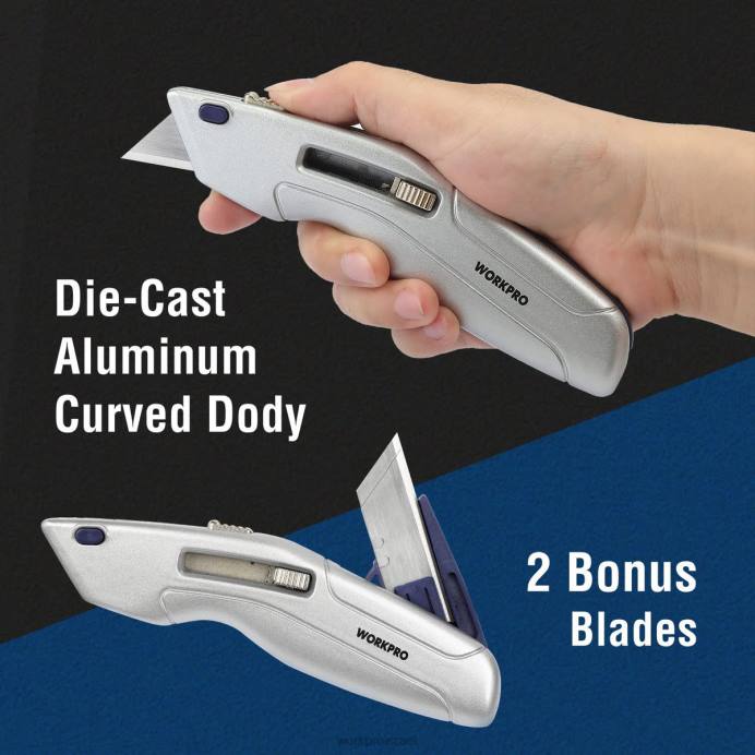 מורדן WORKPRO סכין שירות נשלף וקופסת בטיחות נשלפת עצמית עם 2 להבים נוספים כלולים כְּלִי L40Z41