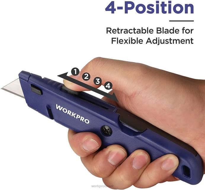 מורדן WORKPRO סכין נשלפת עם אחסון להבים נוסף, 2 חבילות חותכי קופסאות להחלפה מהירה כְּלִי L40Z56
