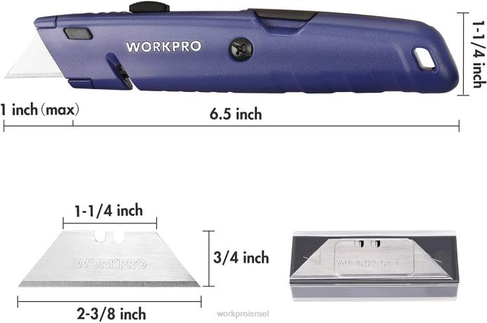 מורדן WORKPRO סכין נשלפת עם אחסון להבים נוסף, 2 חבילות חותכי קופסאות להחלפה מהירה כְּלִי L40Z56