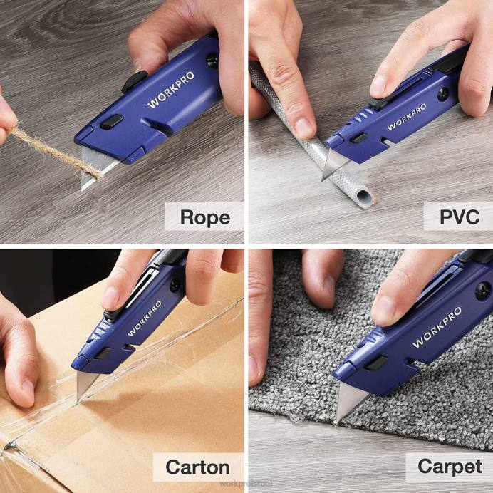 מורדן WORKPRO סכין נשלפת עם אחסון להבים נוסף, 2 חבילות חותכי קופסאות להחלפה מהירה כְּלִי L40Z56