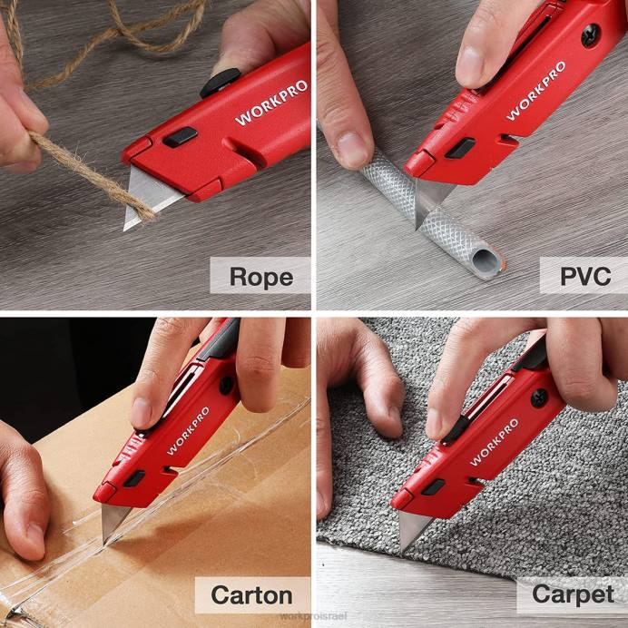 מורדן WORKPRO סכין נשלפת עם אחסון להבים נוסף, 2 חבילות חותכי קופסאות להחלפה מהירה כְּלִי L40Z56