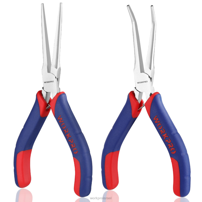 מורדן WORKPRO סט צבת מיני מחט 2 יחידות, צבת אף ארוכה, פלייר אף כפוף כְּלִי L40Z73
