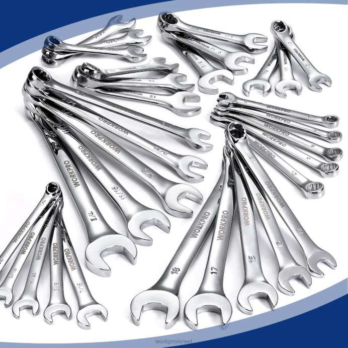 מורדן WORKPRO 32 יחידות Sae & Metric שילוב של 12 נק' מפתח ברגים רגילים וקשוחים כְּלִי L40Z92