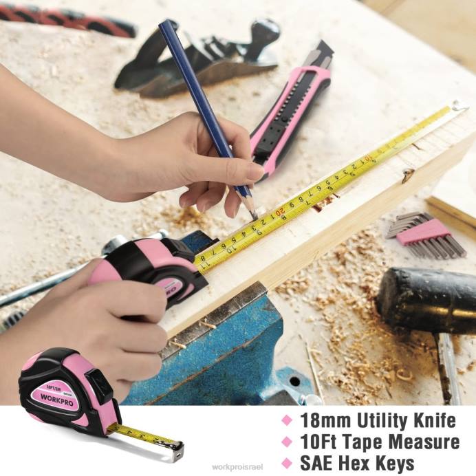 ורוד כחול WORKPRO סט כלים ביתי 35 יחידות עם ארגז כלים לאחסון כְּלִי L40Z246