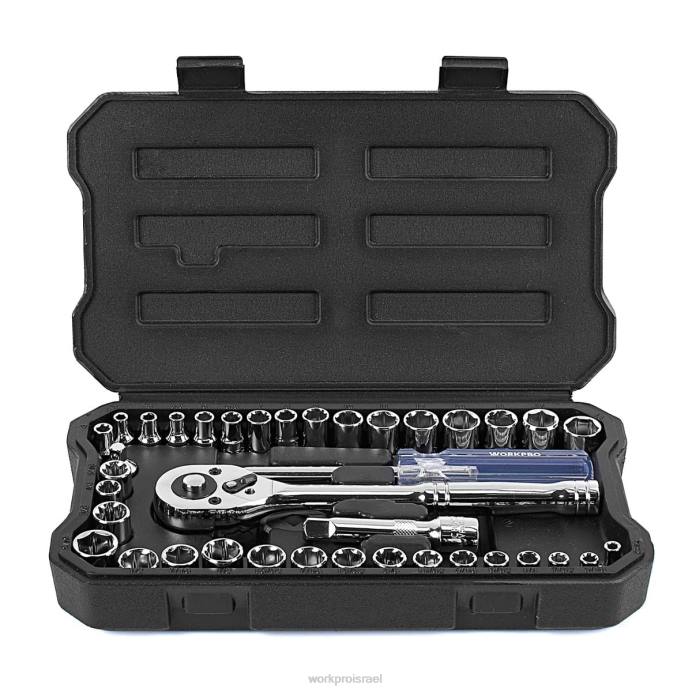 חָדָשׁ WORKPRO סט מפתחות שקע כונן 39 יחידות, סט שקעים קטנים בגודל 1/4 אינץ' ו-3/8 אינץ' כְּלִי L40Z140