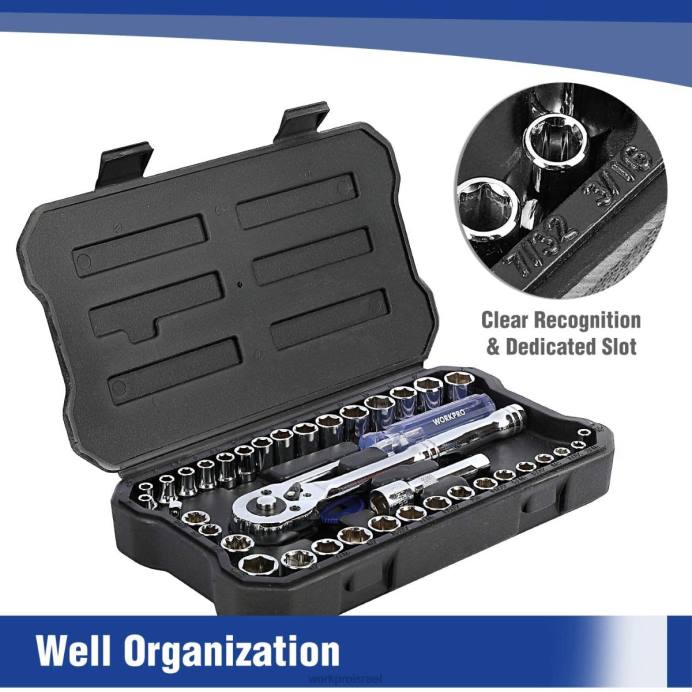 חָדָשׁ WORKPRO סט מפתחות שקע כונן 39 יחידות, סט שקעים קטנים בגודל 1/4 אינץ' ו-3/8 אינץ' כְּלִי L40Z140