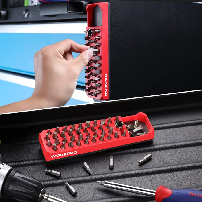 אדום כחול WORKPRO מברג מקדחה מברג משושה מגנטי 39 חורים עבור 1/4 אינץ' קצה משושה ומתאם סיבי כונן כְּלִי L40Z132