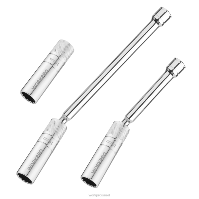 מוֹעִיל WORKPRO 3 יחידות-14 מ"מ שקע קיר דק עם הרחבות של 6 ו-10 אינץ' סט שקע מצת מסתובב מגנטי כְּלִי L40Z143