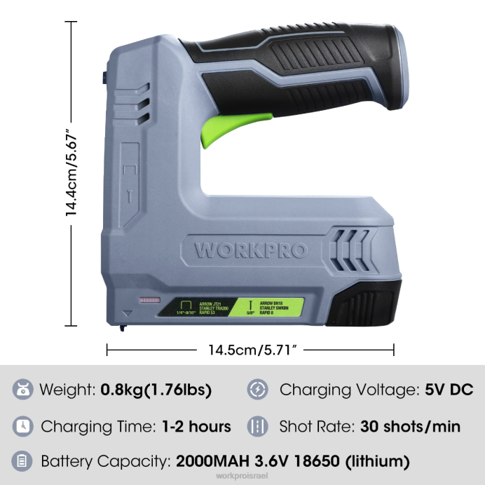 ורוד/אפור WORKPRO 3.6v 2.0ah מופעל באמצעות סוללה חשמלית 2-in-1 סיכות ואקדח מסמר. כְּלִי L40Z265