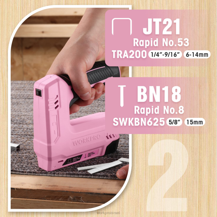 ורוד/אפור WORKPRO 3.6v 2.0ah מופעל באמצעות סוללה חשמלית 2-in-1 סיכות ואקדח מסמר. כְּלִי L40Z265