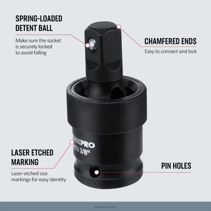 מוֹעִיל WORKPRO סט חיבורים אוניברסלי בעל השפעה 3 חלקים כְּלִי L40Z148