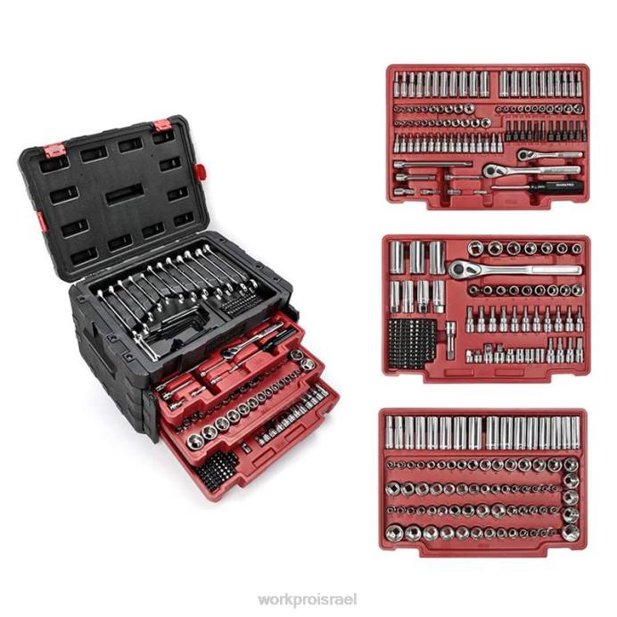 מוֹעִיל WORKPRO סט כלי מכונאות מקצועי אוניברסלי 450 יחידות עם קופסא כבדה כְּלִי L40Z306
