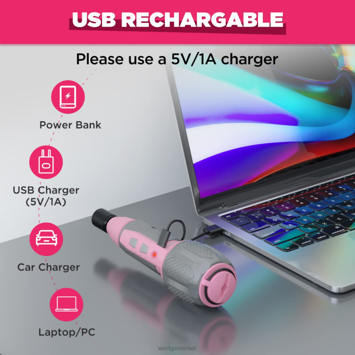 ורוד/לבן WORKPRO ערכת מברג סוללת ליתיום-יון אלחוטית 4V usb נטענת כְּלִי L40Z236