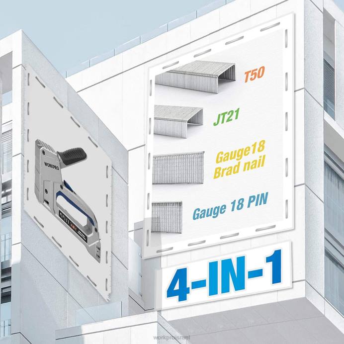 מוֹעִיל WORKPRO מסמר מסמר כבד 4 ב-1 אלומיניום עם 2000 סיכות כְּלִי L40Z58