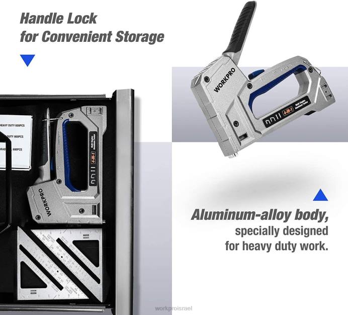 מוֹעִיל WORKPRO מסמר מסמר כבד 4 ב-1 אלומיניום עם 2000 סיכות כְּלִי L40Z58