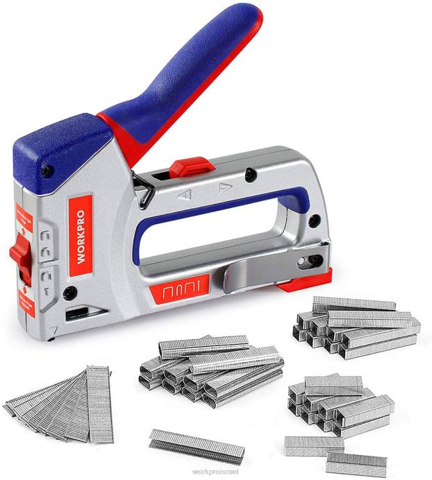 מוֹעִיל WORKPRO ערכת אקדח סיכות 4 ב-1 חזקה במיוחד עם מסמר בראד ידני עם 3000 סיכות ו-1000 מסמרי בראד כְּלִי L40Z57