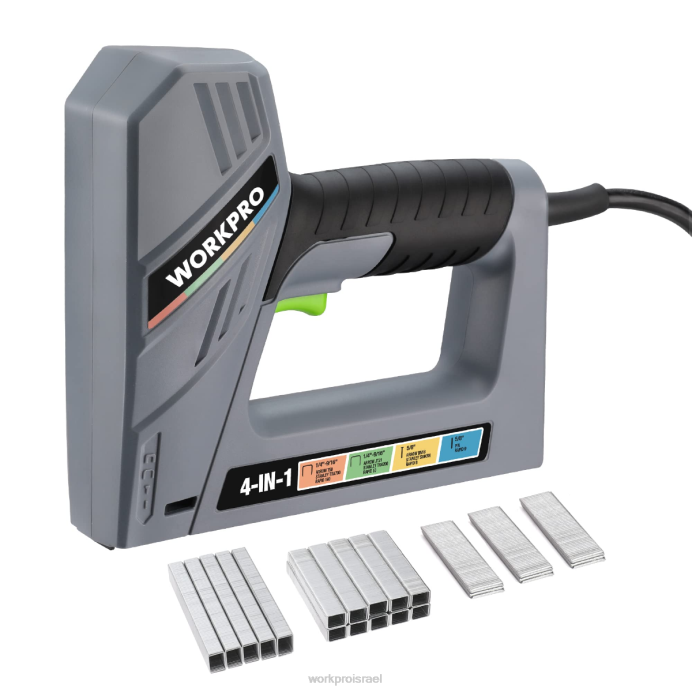מוֹעִיל WORKPRO אקדח מסמר 4 ב-1 חוטי חשמלי, כולל 3000 יחידות של סיכות ומסמרים כְּלִי L40Z60