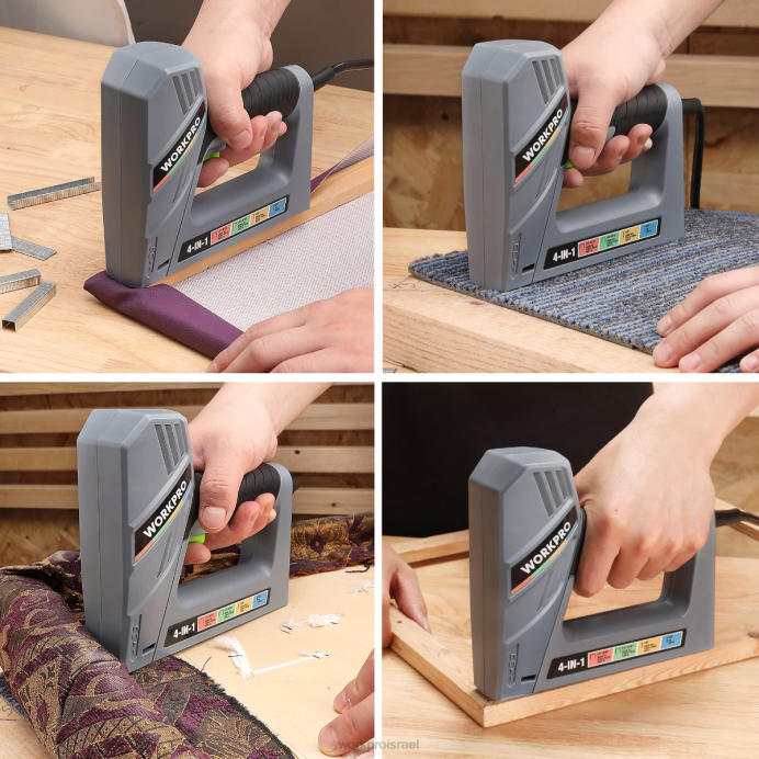 מוֹעִיל WORKPRO אקדח מסמר 4 ב-1 חוטי חשמלי, כולל 3000 יחידות של סיכות ומסמרים כְּלִי L40Z60