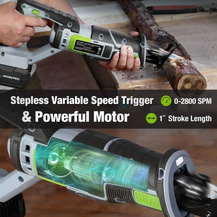 חָדָשׁ WORKPRO מסור חוט אלחוטי, כולל 4 להבי מסור לחיתוך עץ ומתכת כְּלִי L40Z184