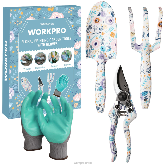 לבן/ורוד WORKPRO סט כלי גינה מאלומיניום 4 יחידות כְּלִי L40Z285