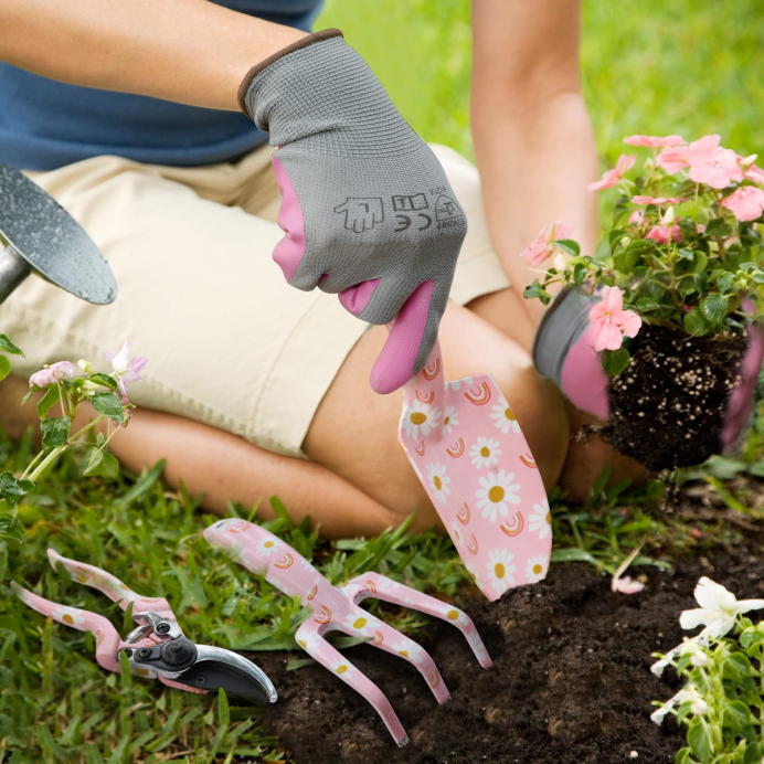 לבן/ורוד WORKPRO סט כלי גינה מאלומיניום 4 יחידות כְּלִי L40Z285