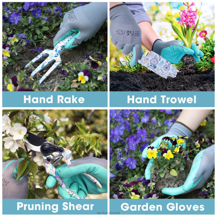 לבן/ורוד WORKPRO סט כלי גינה מאלומיניום 4 יחידות כְּלִי L40Z285