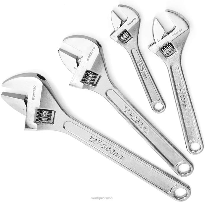 מוֹעִיל WORKPRO סט מצופה כרום 4 יחידות מפתח ברגים מתכוונן מזויף מטופל בחום כְּלִי L40Z84