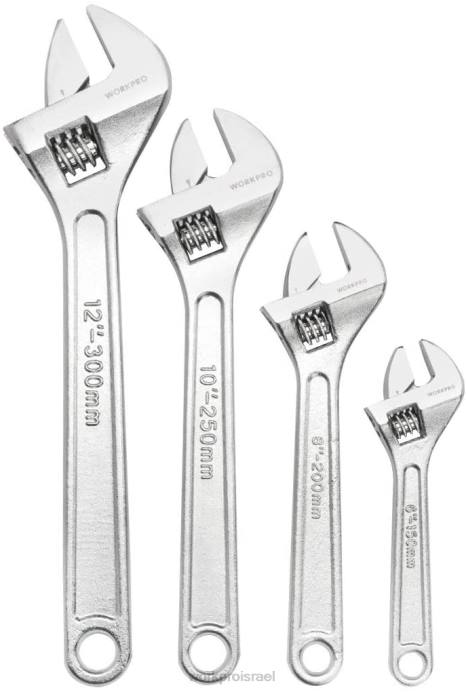 מוֹעִיל WORKPRO סט מצופה כרום 4 יחידות מפתח ברגים מתכוונן מזויף מטופל בחום כְּלִי L40Z84